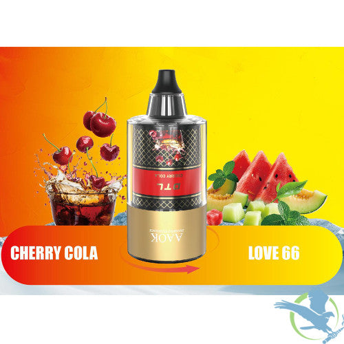 AAOK Electronic Hookah AK110K Puffs 60ML Disposable + Hookah Head With Dual Flavors & LED Screen - Display of 5