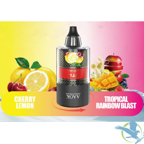 AAOK Electronic Hookah AK110K Puffs 60ML Disposable + Hookah Head With Dual Flavors & LED Screen - Display of 5