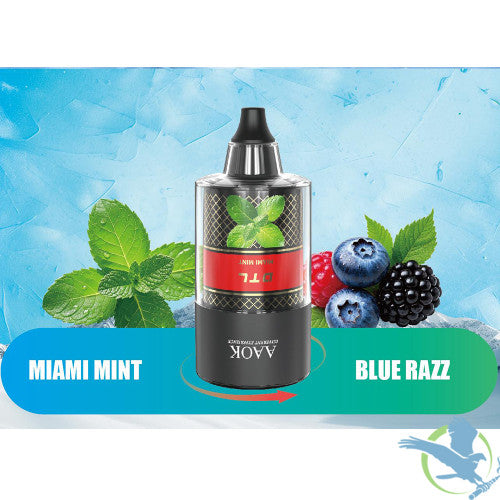 AAOK Electronic Hookah AK110K Puffs 60ML Disposable + Hookah Head With Dual Flavors & LED Screen - Display of 5