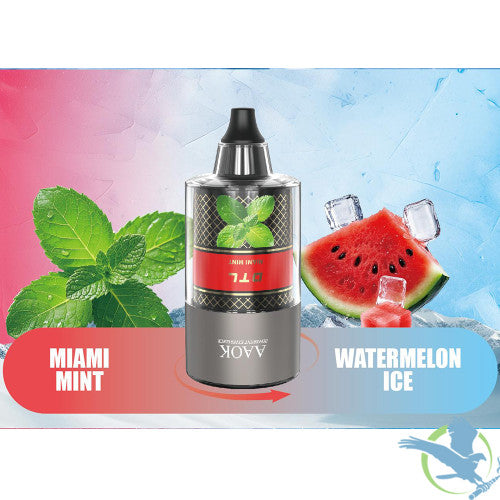 AAOK Electronic Hookah AK110K Puffs 60ML Disposable + Hookah Head With Dual Flavors & LED Screen - Display of 5