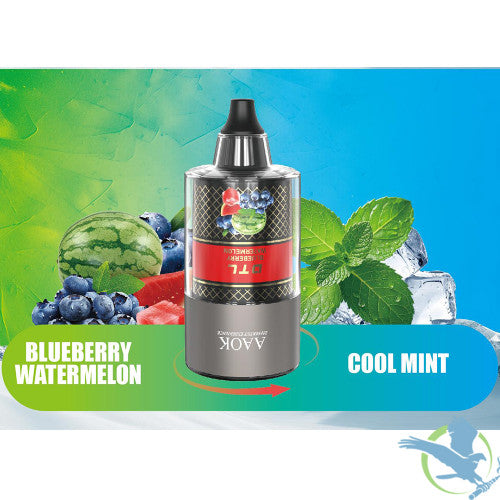 AAOK Electronic Hookah AK110K Puffs 60ML Disposable + Hookah Head With Dual Flavors & LED Screen - Display of 5