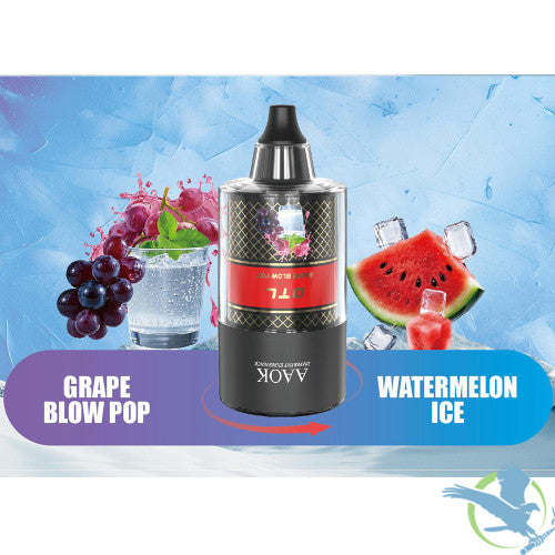 AAOK Electronic Hookah AK110K Puffs 60ML Disposable + Hookah Head With Dual Flavors & LED Screen - Display of 5