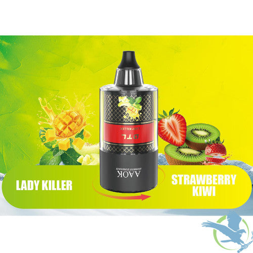 AAOK Electronic Hookah AK110K Puffs 60ML Disposable + Hookah Head With Dual Flavors & LED Screen - Display of 5