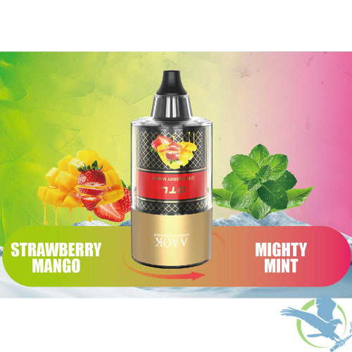 AAOK Electronic Hookah AK110K Puffs 60ML Disposable + Hookah Head With Dual Flavors & LED Screen - Display of 5