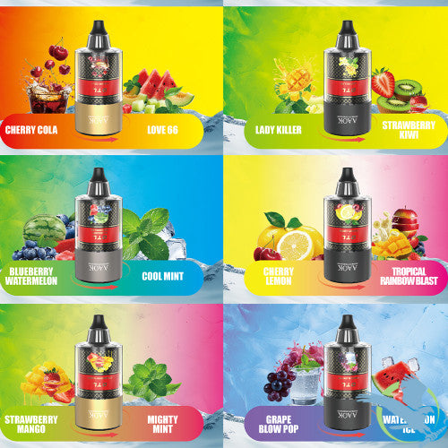 AAOK Electronic Hookah AK110K Puffs 60ML Disposable + Hookah Head With Dual Flavors & LED Screen - Display of 5