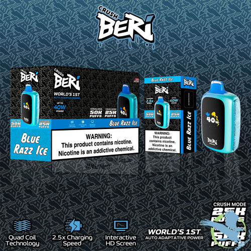 Beri Crush 50K Puffs 20ML Disposable Device With Quad Coil Technology & Interactive HD Screen - Display of 5