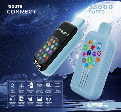 South Connect 35K Puffs 18ML Disposable Device With Bluetooth Connections & Touch Screen - Display of 5