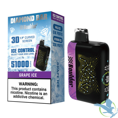 Boulder Diamond Bar 51K Puffs 20ML Disposable Device With Ice Control & 3D Curved Screen - Display of 5