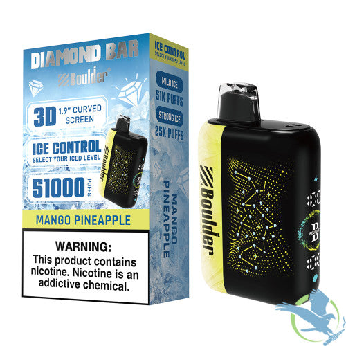 Boulder Diamond Bar 51K Puffs 20ML Disposable Device With Ice Control & 3D Curved Screen - Display of 5