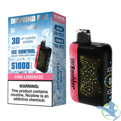 Boulder Diamond Bar 51K Puffs 20ML Disposable Device With Ice Control & 3D Curved Screen - Display of 5