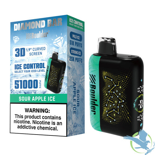 Boulder Diamond Bar 51K Puffs 20ML Disposable Device With Ice Control & 3D Curved Screen - Display of 5