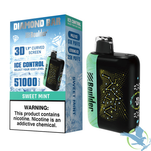 Boulder Diamond Bar 51K Puffs 20ML Disposable Device With Ice Control & 3D Curved Screen - Display of 5