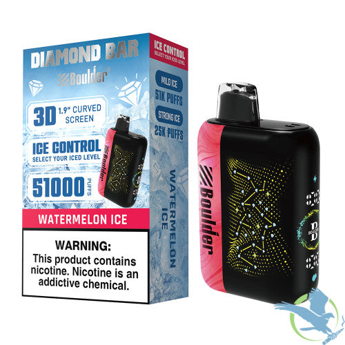 Boulder Diamond Bar 51K Puffs 20ML Disposable Device With Ice Control & 3D Curved Screen - Display of 5