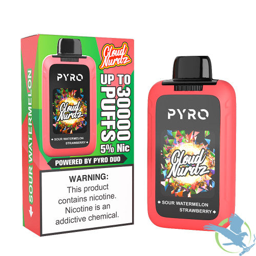 Cloud Nurdz X Pyro Duo 30K Puffs 24ML Dual Tanks Disposable Device With Four Mesh Coils & HD Screen - Display of 5