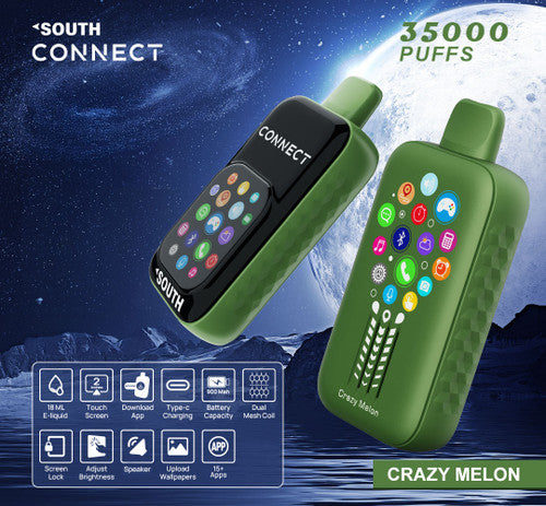 South Connect 35K Puffs 18ML Disposable Device With Bluetooth Connections & Touch Screen - Display of 5