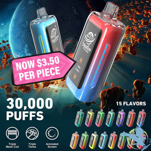 Equator EQ30000 Puffs 30ML Disposable Device With Triple Tanks & Animated Screen - Display of 5