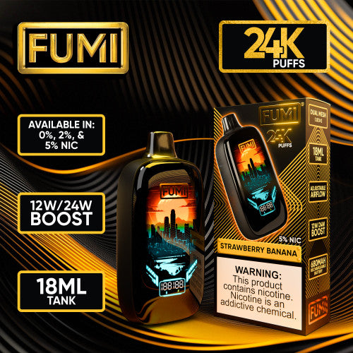 FUMI 24K Puffs 18ML Disposable Device With Dual Power Boost & LED Screen - Display of 5