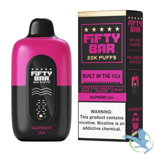 Fifty Bar V2 Powered by Beard Vape Co. 18ML 20000 Puffs Disposable Device - Display of 5