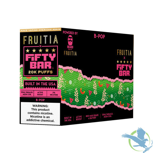 Fruitia x Fifty Bar 18ML 20K Puffs Disposable Device With Always Active Boost & Adjustable Airflow - Display of 5