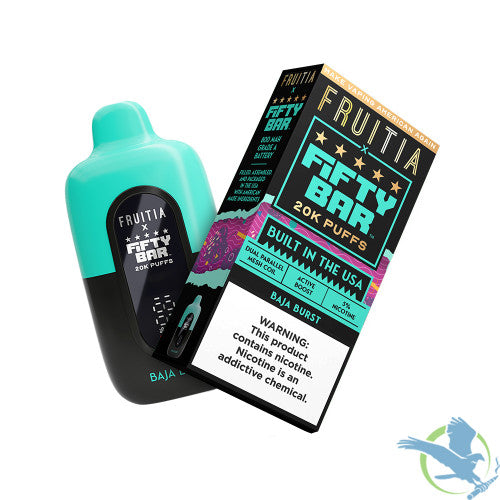 Fruitia x Fifty Bar 18ML 20K Puffs Disposable Device With Always Active Boost & Adjustable Airflow - Display of 5