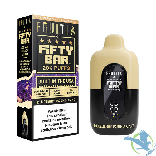 Fruitia x Fifty Bar 18ML 20K Puffs Disposable Device With Always Active Boost & Adjustable Airflow - Display of 5