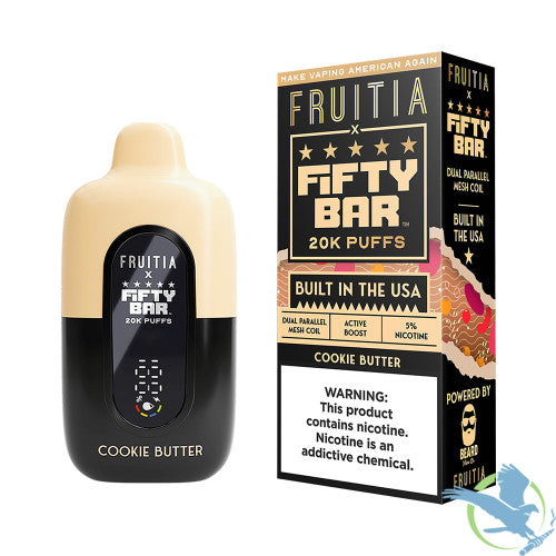 Fruitia x Fifty Bar 18ML 20K Puffs Disposable Device With Always Active Boost & Adjustable Airflow - Display of 5