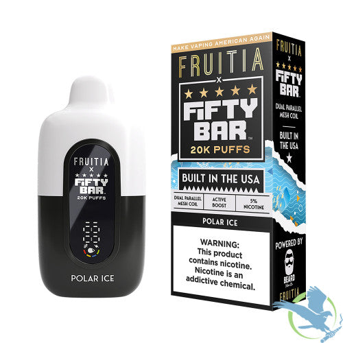 Fruitia x Fifty Bar 18ML 20K Puffs Disposable Device With Always Active Boost & Adjustable Airflow - Display of 5