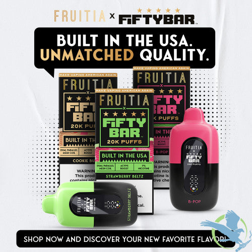 Fruitia x Fifty Bar 18ML 20K Puffs Disposable Device With Always Active Boost & Adjustable Airflow - Display of 5