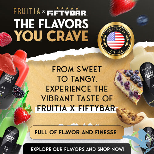 Fruitia x Fifty Bar 18ML 20K Puffs Disposable Device With Always Active Boost & Adjustable Airflow - Display of 5
