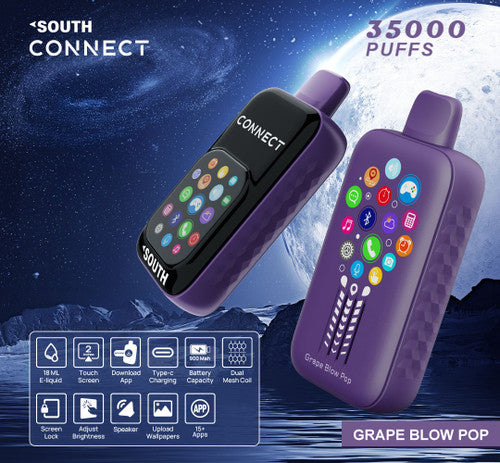 South Connect 35K Puffs 18ML Disposable Device With Bluetooth Connections & Touch Screen - Display of 5