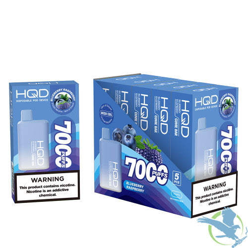 HQD Cuvie Bar 18ML 7000 Puffs 550mAh Prefilled Nicotine Salt Rechargeable Disposable Device With Mesh Coil Technology - Display of 5