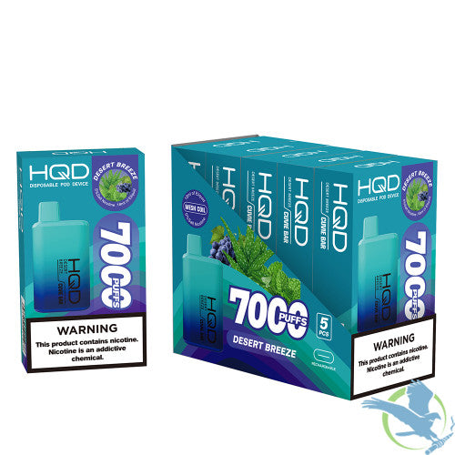 HQD Cuvie Bar 18ML 7000 Puffs 550mAh Prefilled Nicotine Salt Rechargeable Disposable Device With Mesh Coil Technology - Display of 5