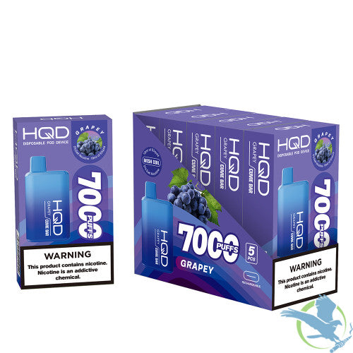 HQD Cuvie Bar 18ML 7000 Puffs 550mAh Prefilled Nicotine Salt Rechargeable Disposable Device With Mesh Coil Technology - Display of 5
