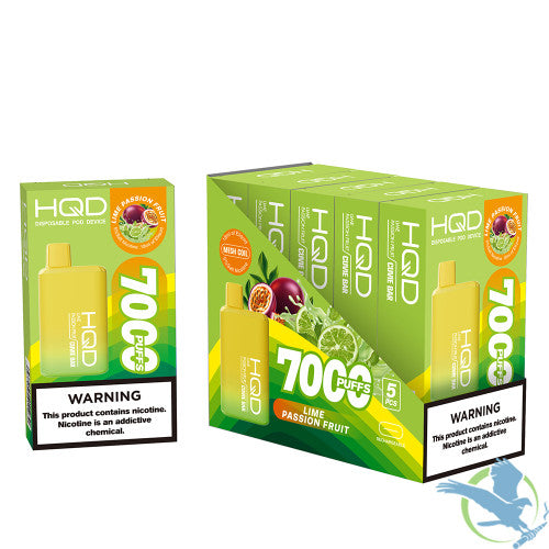 HQD Cuvie Bar 18ML 7000 Puffs 550mAh Prefilled Nicotine Salt Rechargeable Disposable Device With Mesh Coil Technology - Display of 5