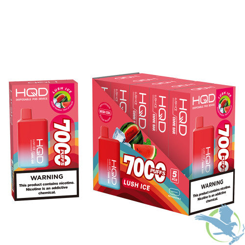 HQD Cuvie Bar 18ML 7000 Puffs 550mAh Prefilled Nicotine Salt Rechargeable Disposable Device With Mesh Coil Technology - Display of 5