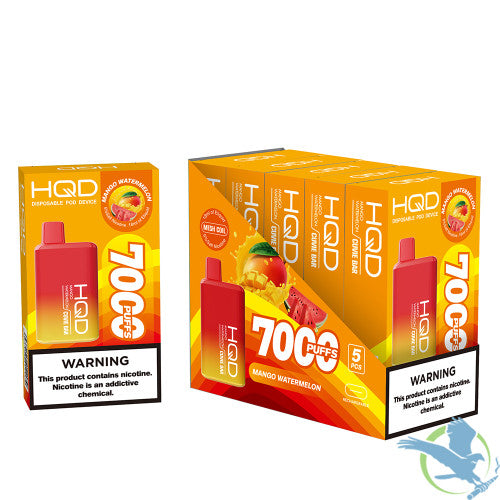 HQD Cuvie Bar 18ML 7000 Puffs 550mAh Prefilled Nicotine Salt Rechargeable Disposable Device With Mesh Coil Technology - Display of 5