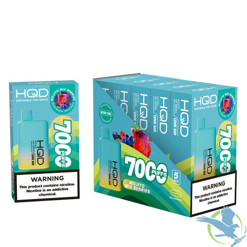 HQD Cuvie Bar 18ML 7000 Puffs 550mAh Prefilled Nicotine Salt Rechargeable Disposable Device With Mesh Coil Technology - Display of 5