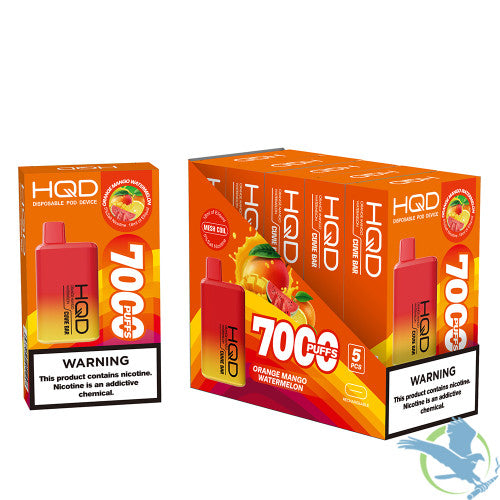HQD Cuvie Bar 18ML 7000 Puffs 550mAh Prefilled Nicotine Salt Rechargeable Disposable Device With Mesh Coil Technology - Display of 5