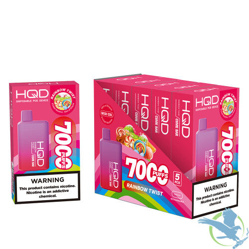 HQD Cuvie Bar 18ML 7000 Puffs 550mAh Prefilled Nicotine Salt Rechargeable Disposable Device With Mesh Coil Technology - Display of 5