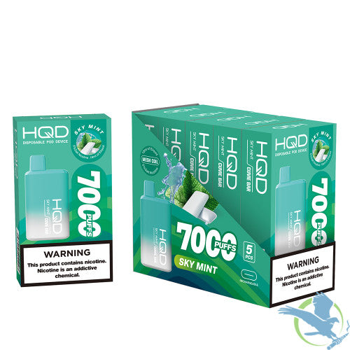 HQD Cuvie Bar 18ML 7000 Puffs 550mAh Prefilled Nicotine Salt Rechargeable Disposable Device With Mesh Coil Technology - Display of 5