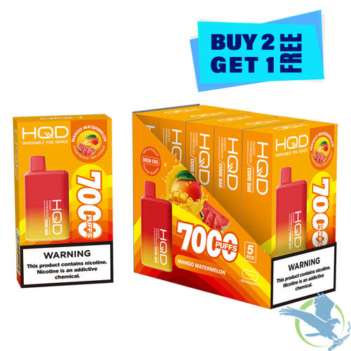 HQD Cuvie Bar 18ML 7000 Puffs 550mAh Prefilled Nicotine Salt Rechargeable Disposable Device With Mesh Coil Technology - Display of 5