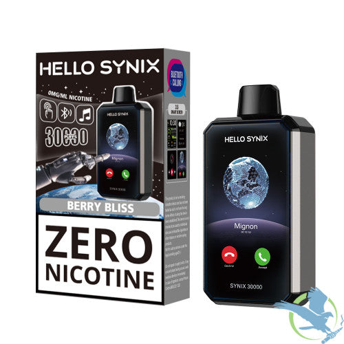 Hello Synix 30K Puffs 28ML Zero Nicotine Disposable Device With Bluetooth Connections & Smart Touch - Display of 5