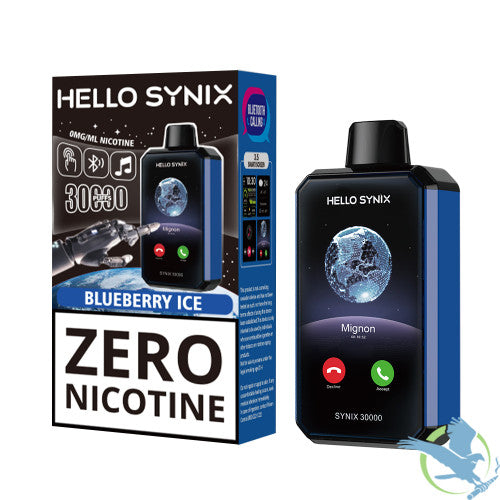 Hello Synix 30K Puffs 28ML Zero Nicotine Disposable Device With Bluetooth Connections & Smart Touch - Display of 5