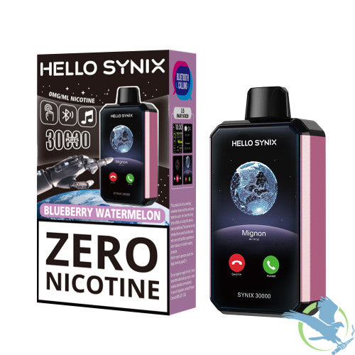 Hello Synix 30K Puffs 28ML Zero Nicotine Disposable Device With Bluetooth Connections & Smart Touch - Display of 5