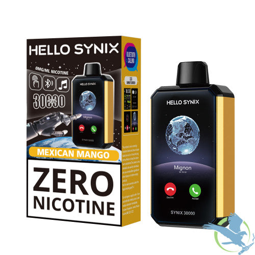 Hello Synix 30K Puffs 28ML Zero Nicotine Disposable Device With Bluetooth Connections & Smart Touch - Display of 5