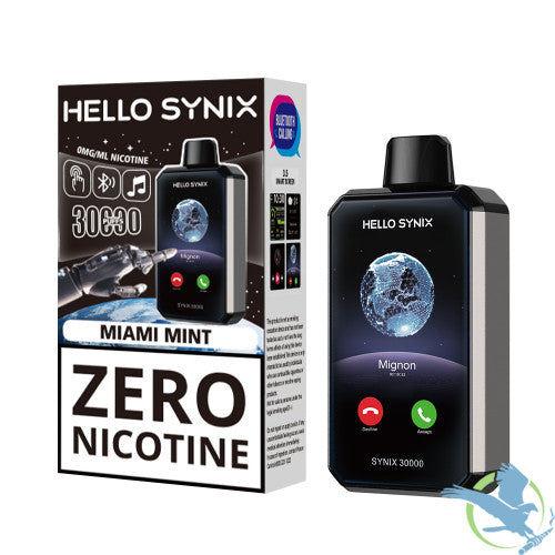 Hello Synix 30K Puffs 28ML Zero Nicotine Disposable Device With Bluetooth Connections & Smart Touch - Display of 5