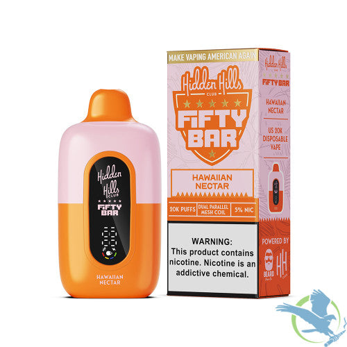 Hidden Hills Club x Fifty Bar 18ML 20K Puffs Disposable Device With Always Active Boost & Adjustable Airflow - Display of 5