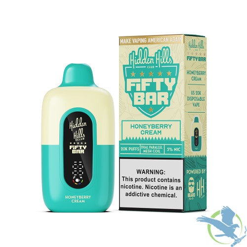Hidden Hills Club x Fifty Bar 18ML 20K Puffs Disposable Device With Always Active Boost & Adjustable Airflow - Display of 5