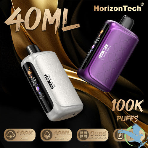 HorizonTech 100K Puffs 40ML Disposable Device With Quad Mesh Coil & Adjustable Airflow - Display of 5