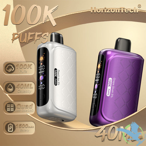 HorizonTech 100K Puffs 40ML Disposable Device With Quad Mesh Coil & Adjustable Airflow - Display of 5